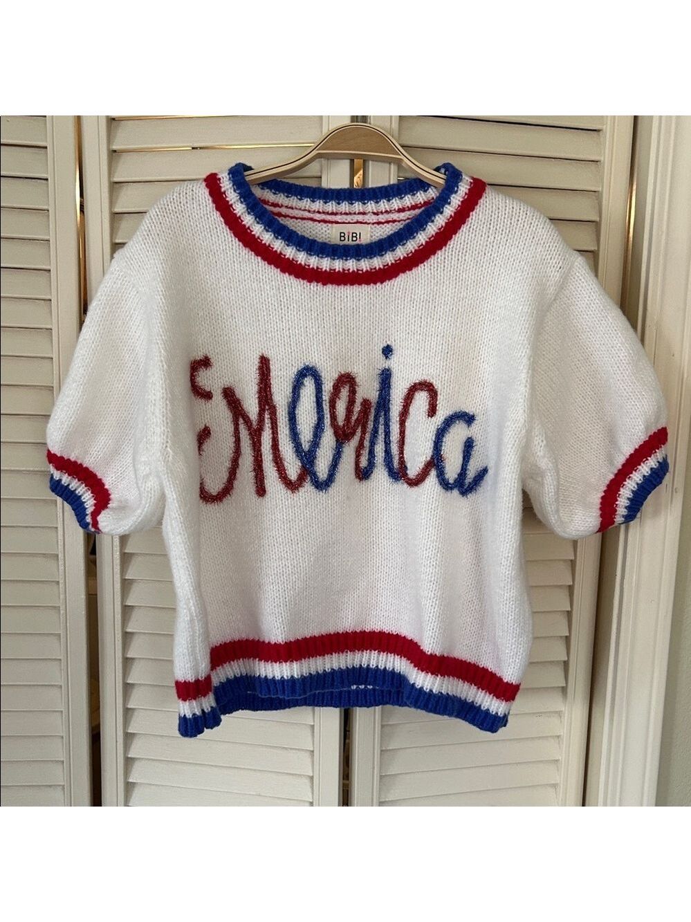 BiBi White Sweater with Red and Blue Details